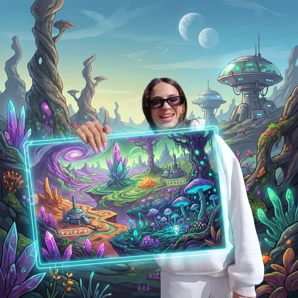 Alien Planet Map - AI prompt preview