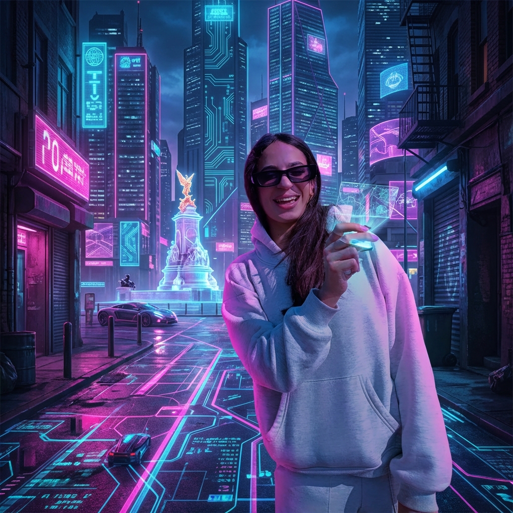 Cyberpunk City Map - AI prompt preview