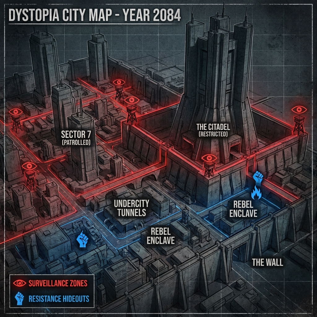 Dystopian City Map - AI prompt preview
