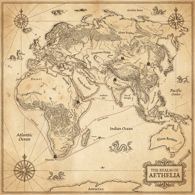 Fantasy Cartographic Map - AI prompt preview