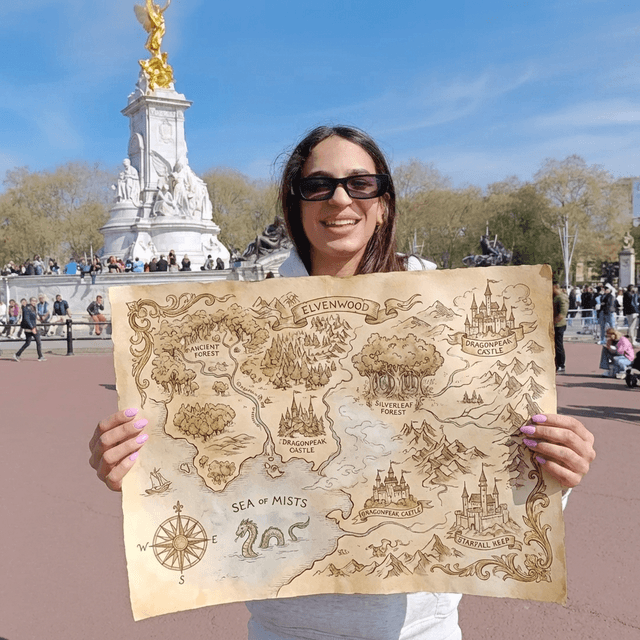 Fantasy Hand-drawn Map - AI prompt preview