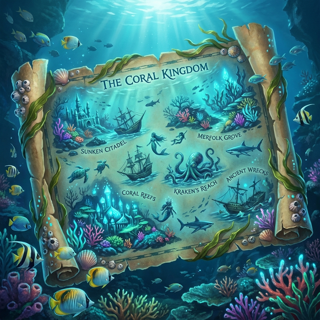 Underwater Kingdom Map - AI prompt preview