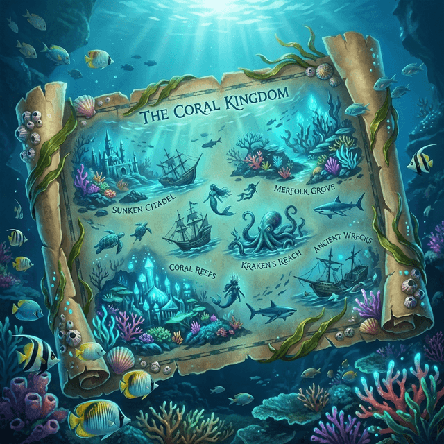 Underwater Kingdom Map - AI prompt preview