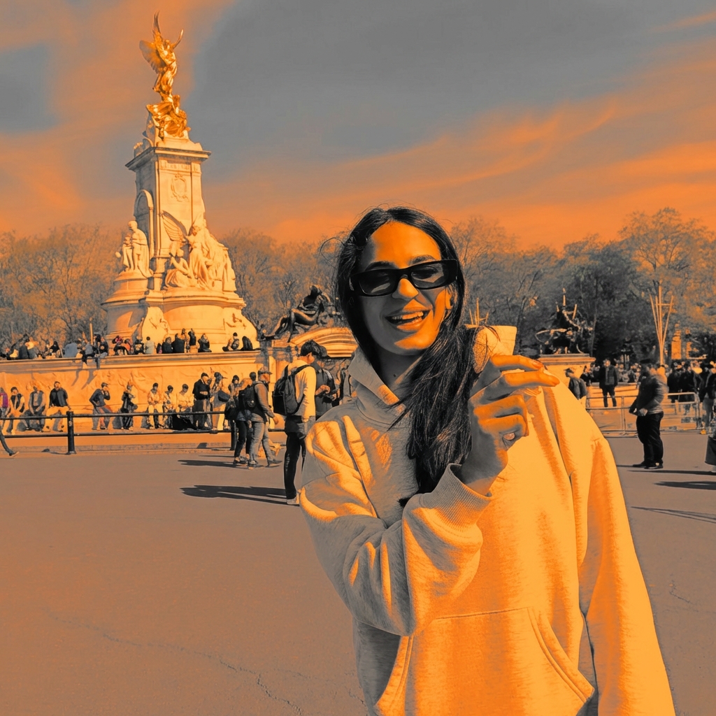 Duotone, orange and grey - AI prompt preview