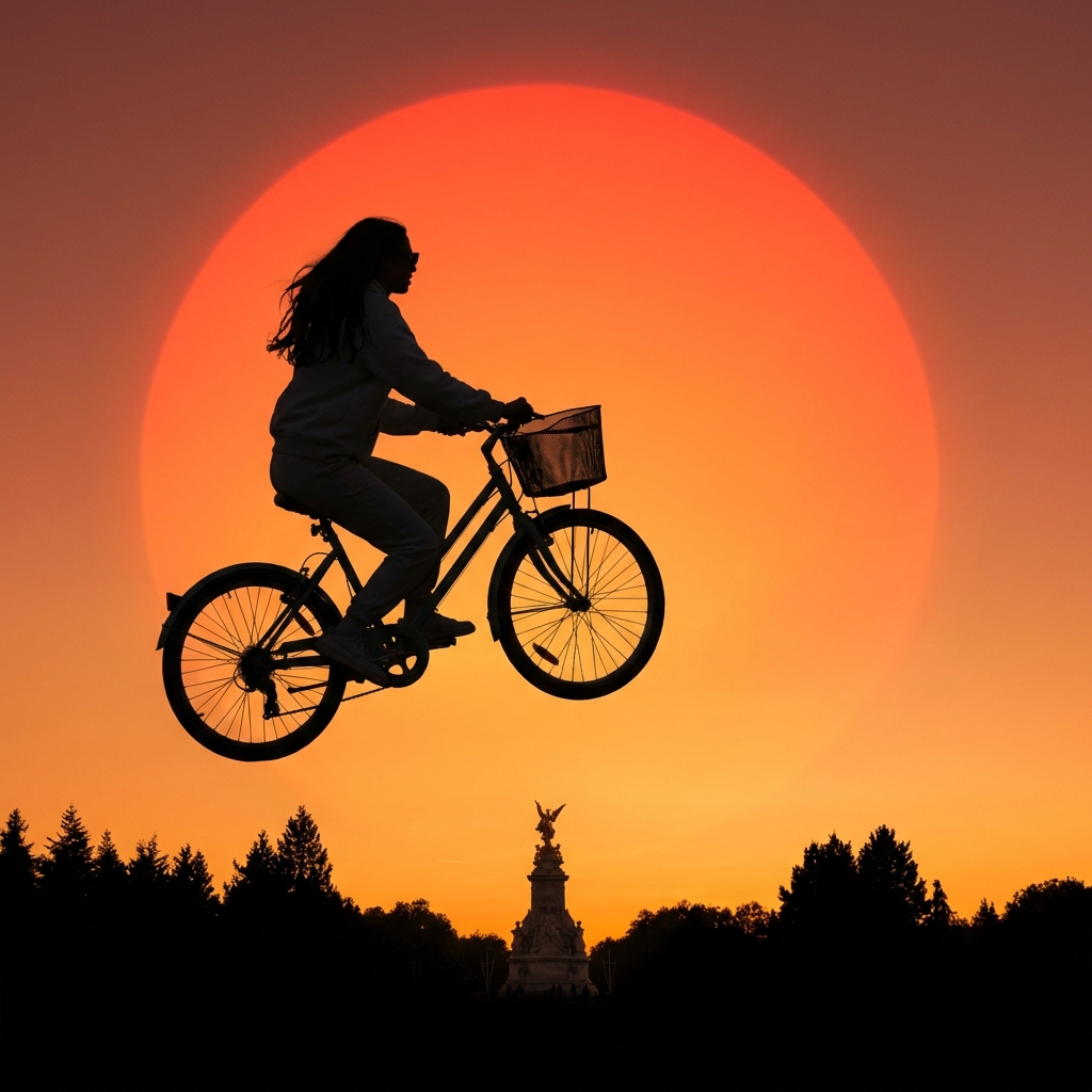 Bicycle Sunset Silhouette - AI prompt preview