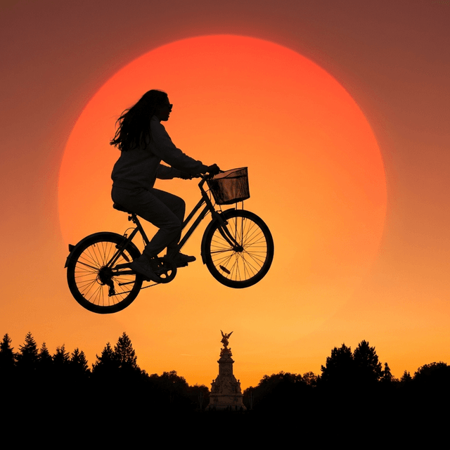 Bicycle Sunset Silhouette - AI prompt preview