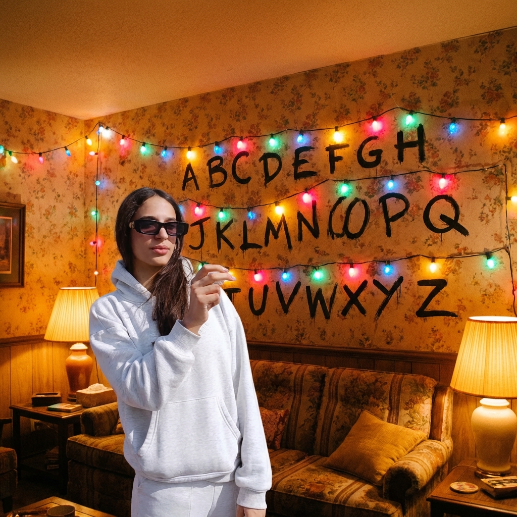 Christmas Lights Wall - AI prompt preview